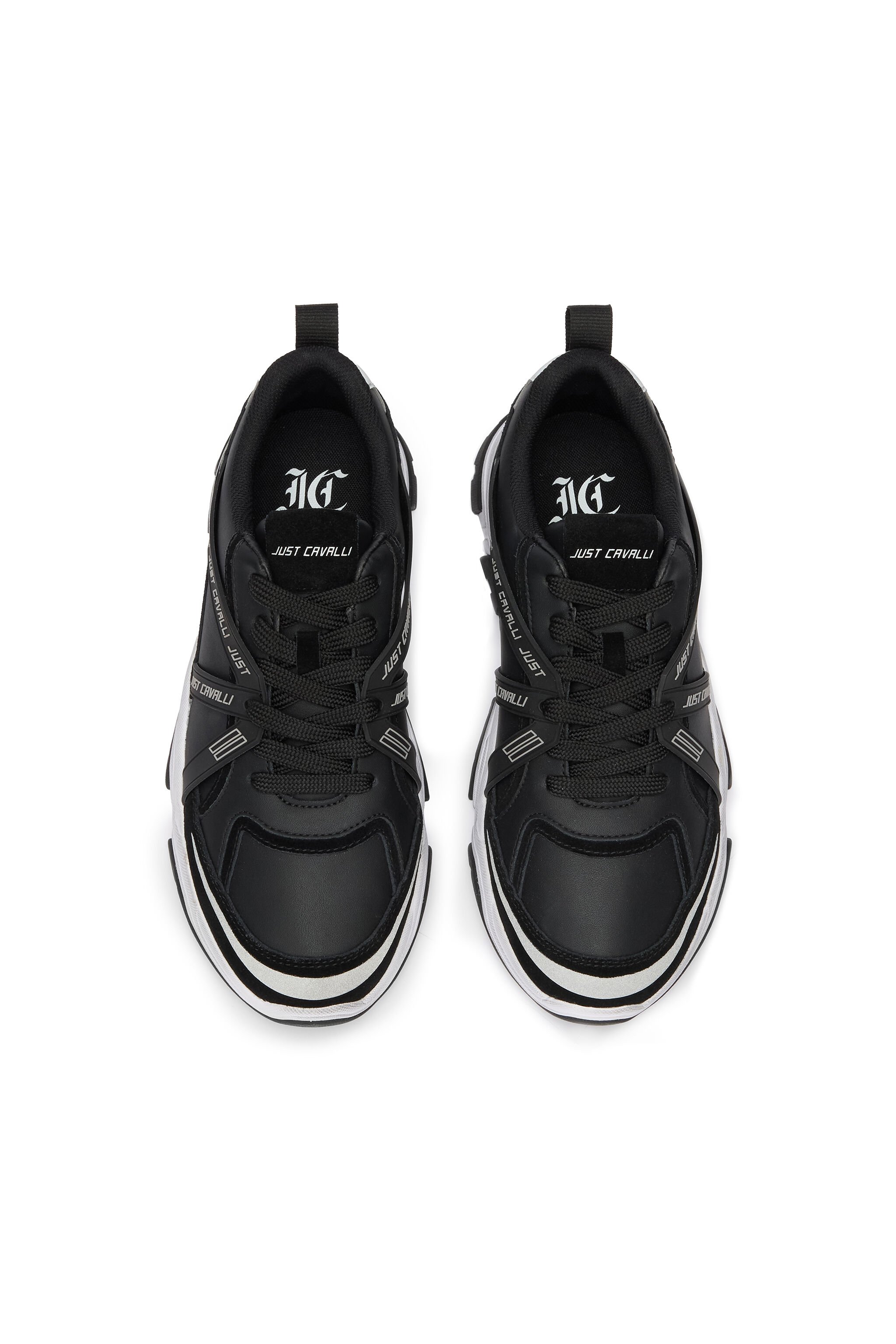 JC Black Chunky Leather Sneakers BLACK VFS060-VF518