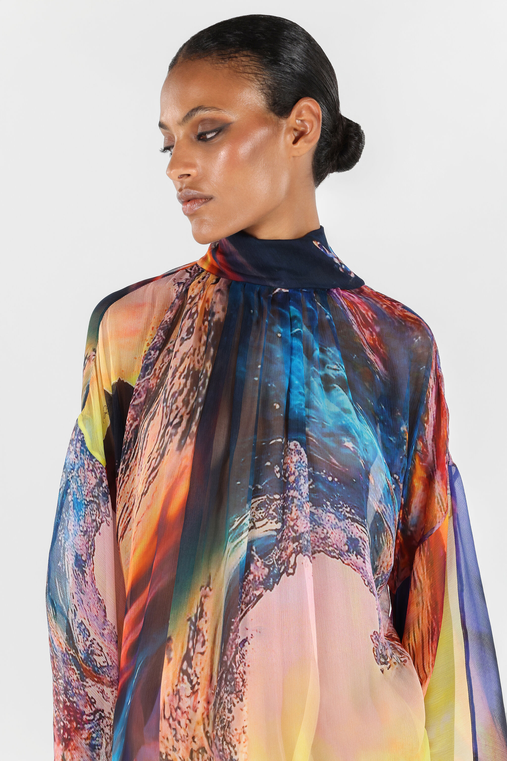 RC Itaca Print Long Dress Blue/Orange UWT140-CKN98
