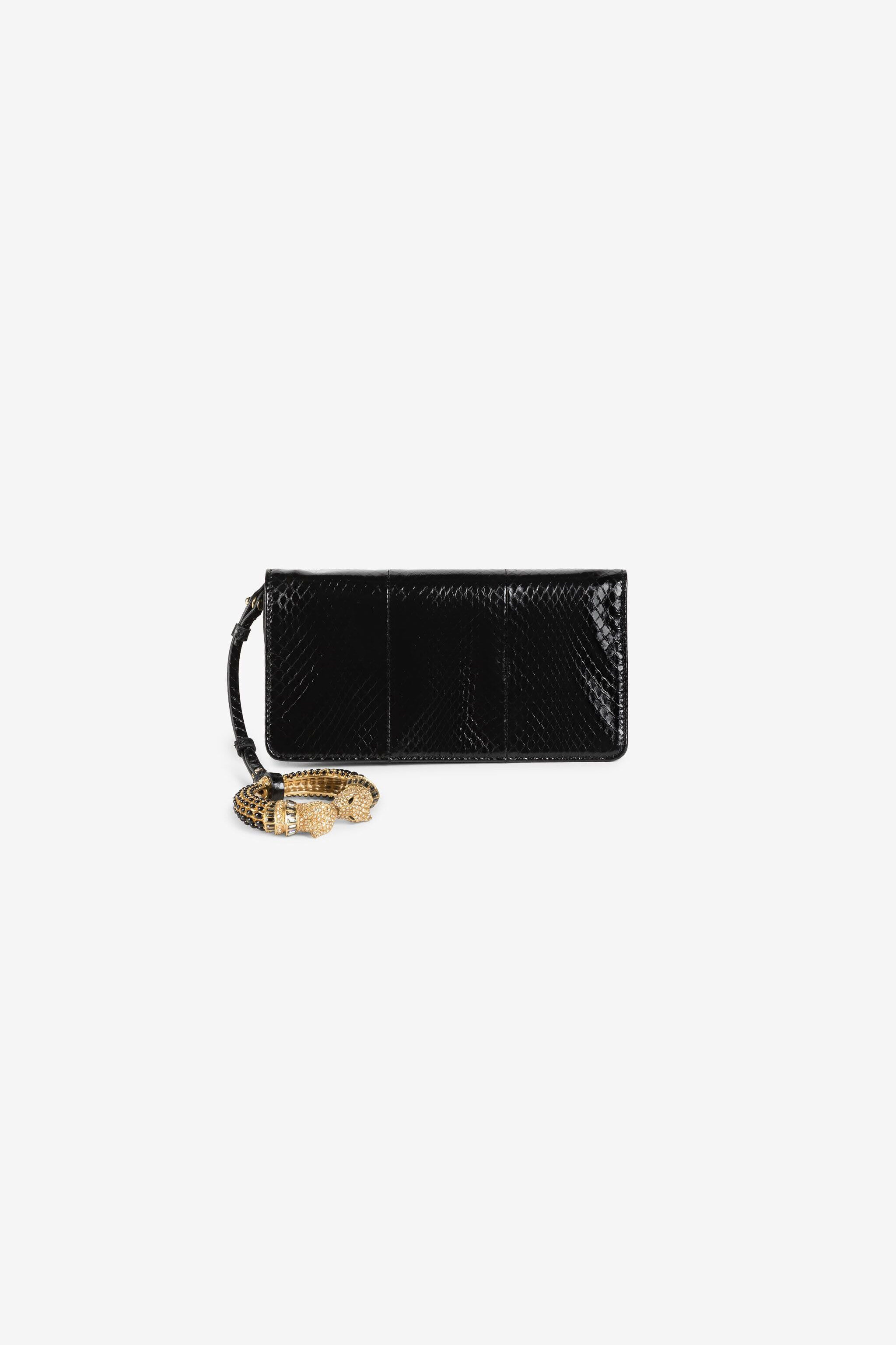 RC Crystal-Embellished Panther Head Clutch Bag BLACK OQB023-PA001