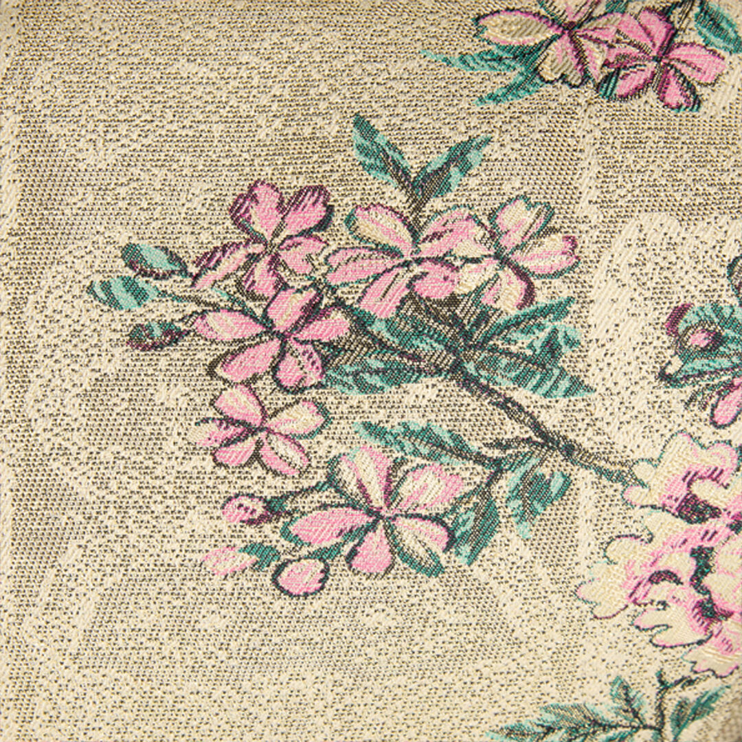 RC Cropped Jacket with Floral and Pheasant Motif Ivory/Pink VKT403-DJ084