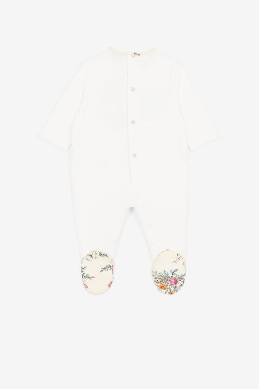 JU Jaguar And Flower-Print Babygrow Set White QJT839-JV025