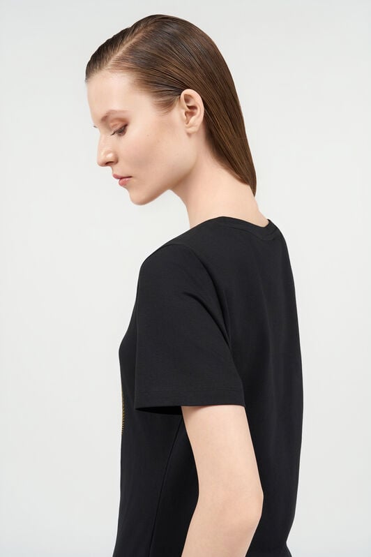 RC T-shirt in Cotone Nera con Logo BLACK QOT60C-JV060