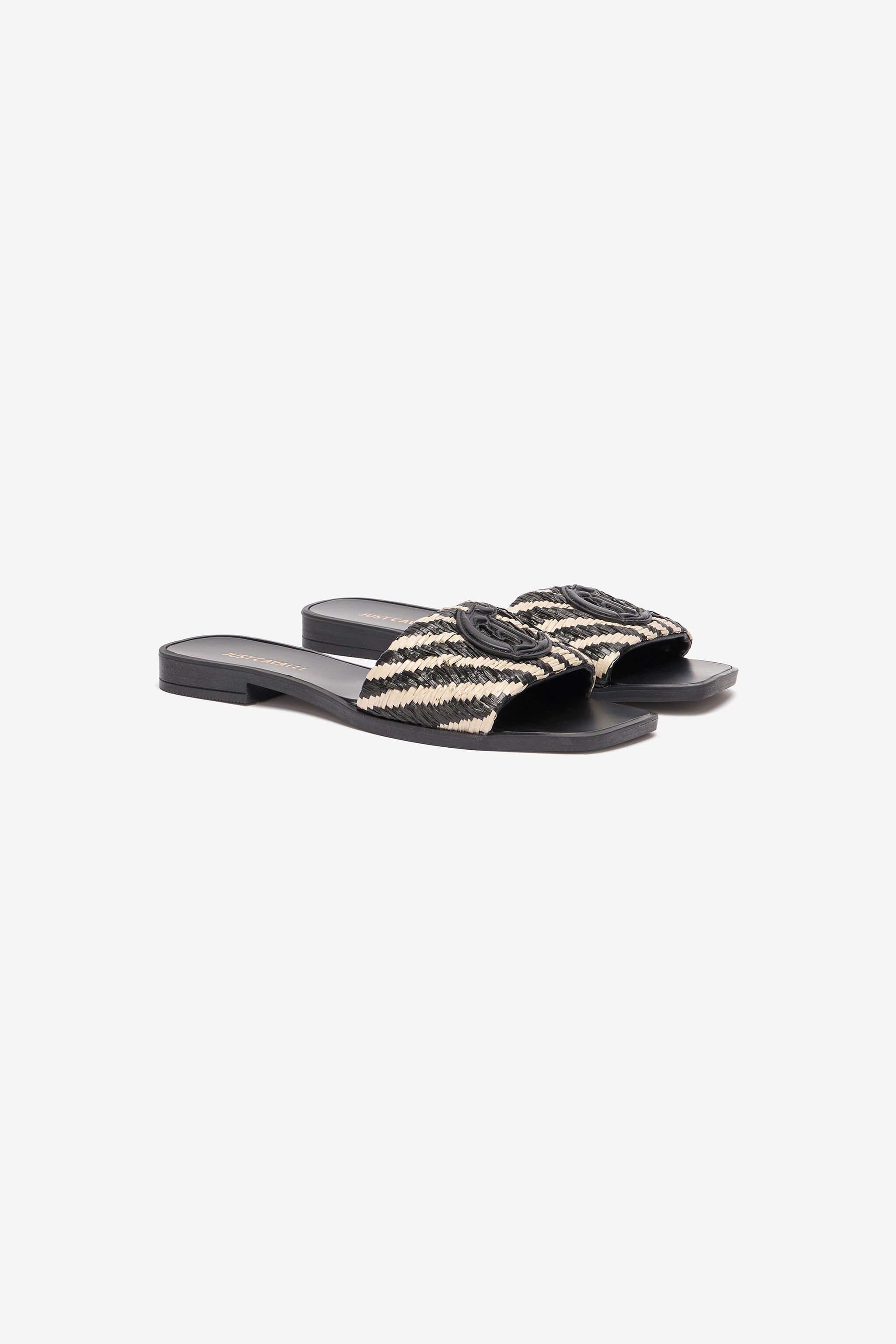 JC Slipper Mit Riemen In Zweifarbiger Flechtoptik Hellbraun UFS069-UF391