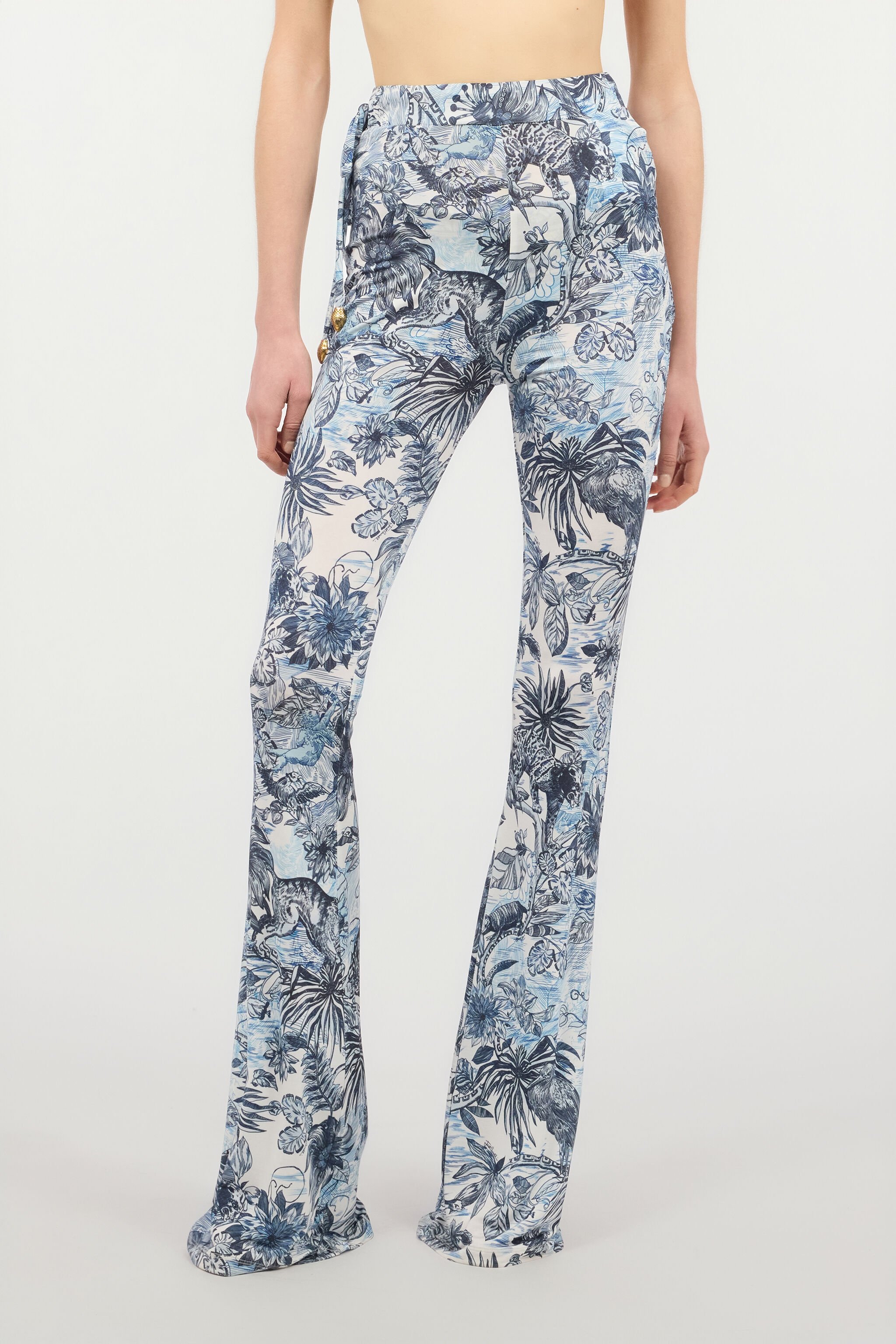 JC Pantalon Évasé Avec Imprimé Sur Toute La Surface Bleu clair UFT086-UF125