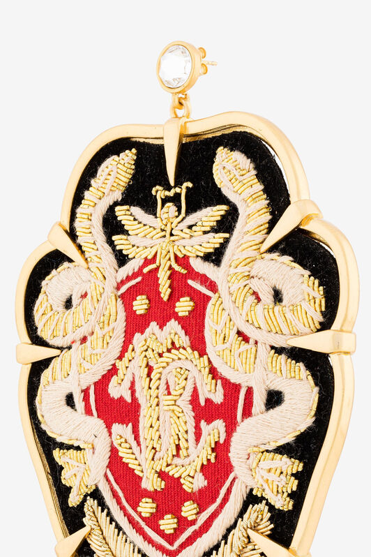 RC RC Monogram Crest Earring ORO/NERO/CRY PKG002-AM053
