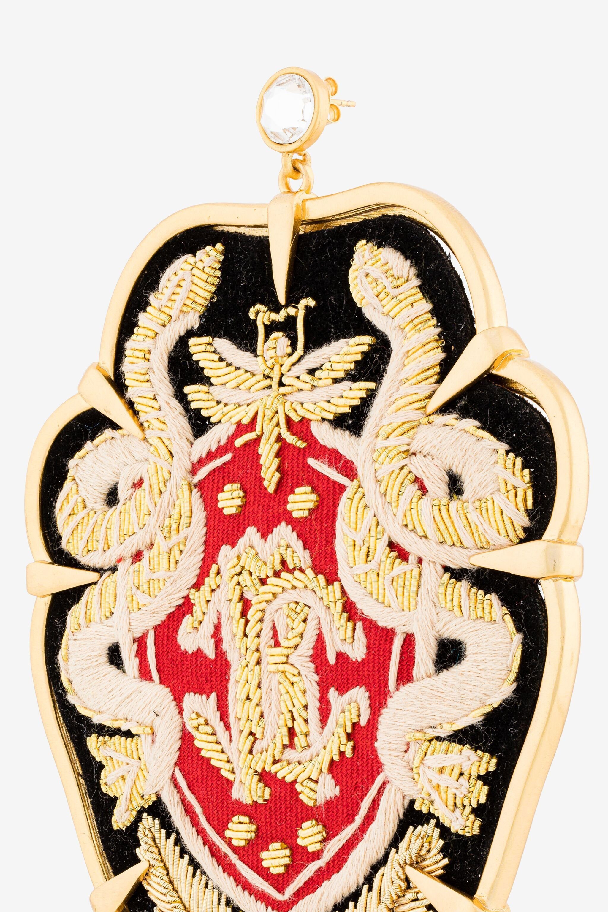 RC RC Monogram Crest Earring ORO/NERO/CRY PKG002-AM053