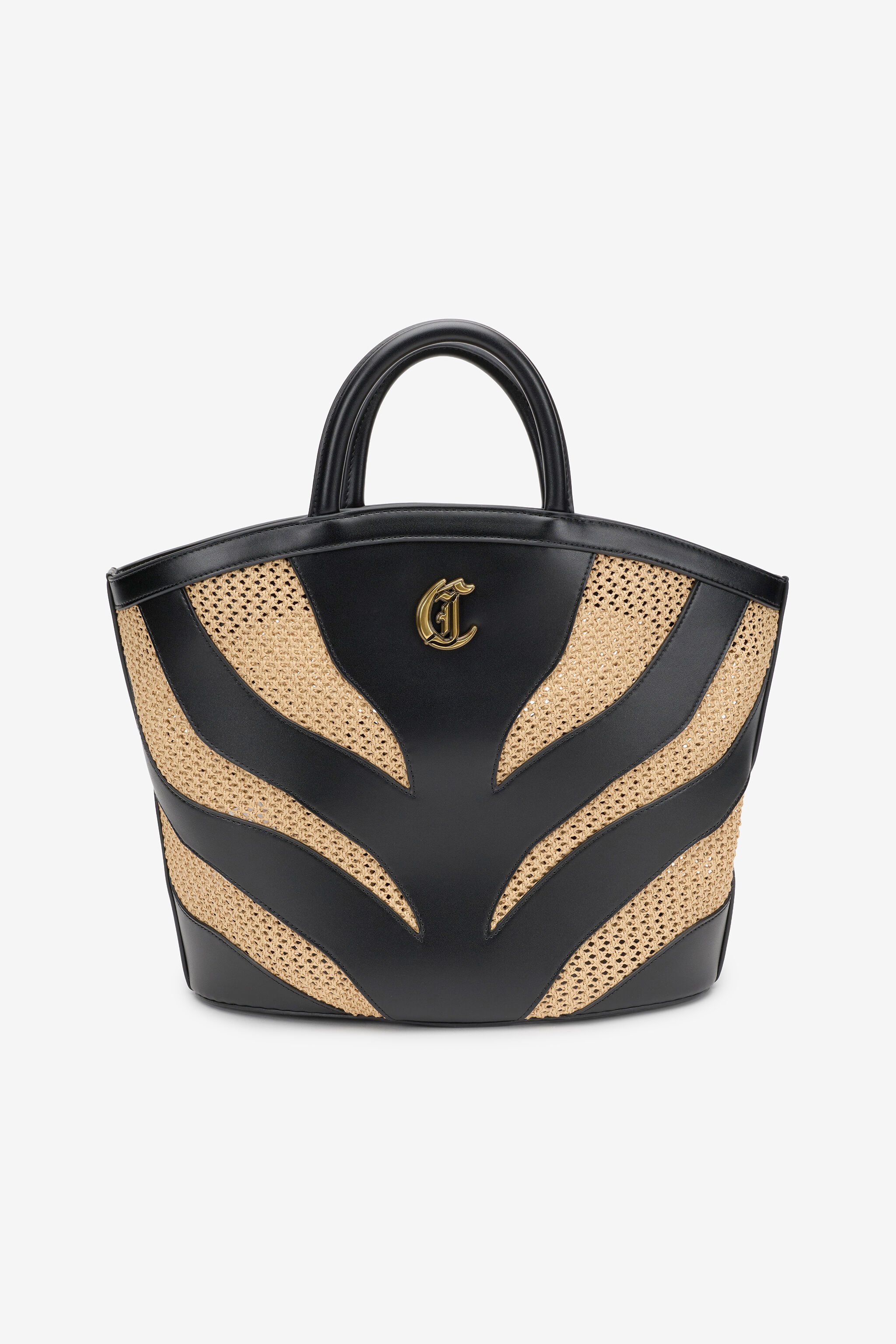 JC Sac Cabas Noir Avec Motif Zébré Tissé 717+899 UFB115-UF484