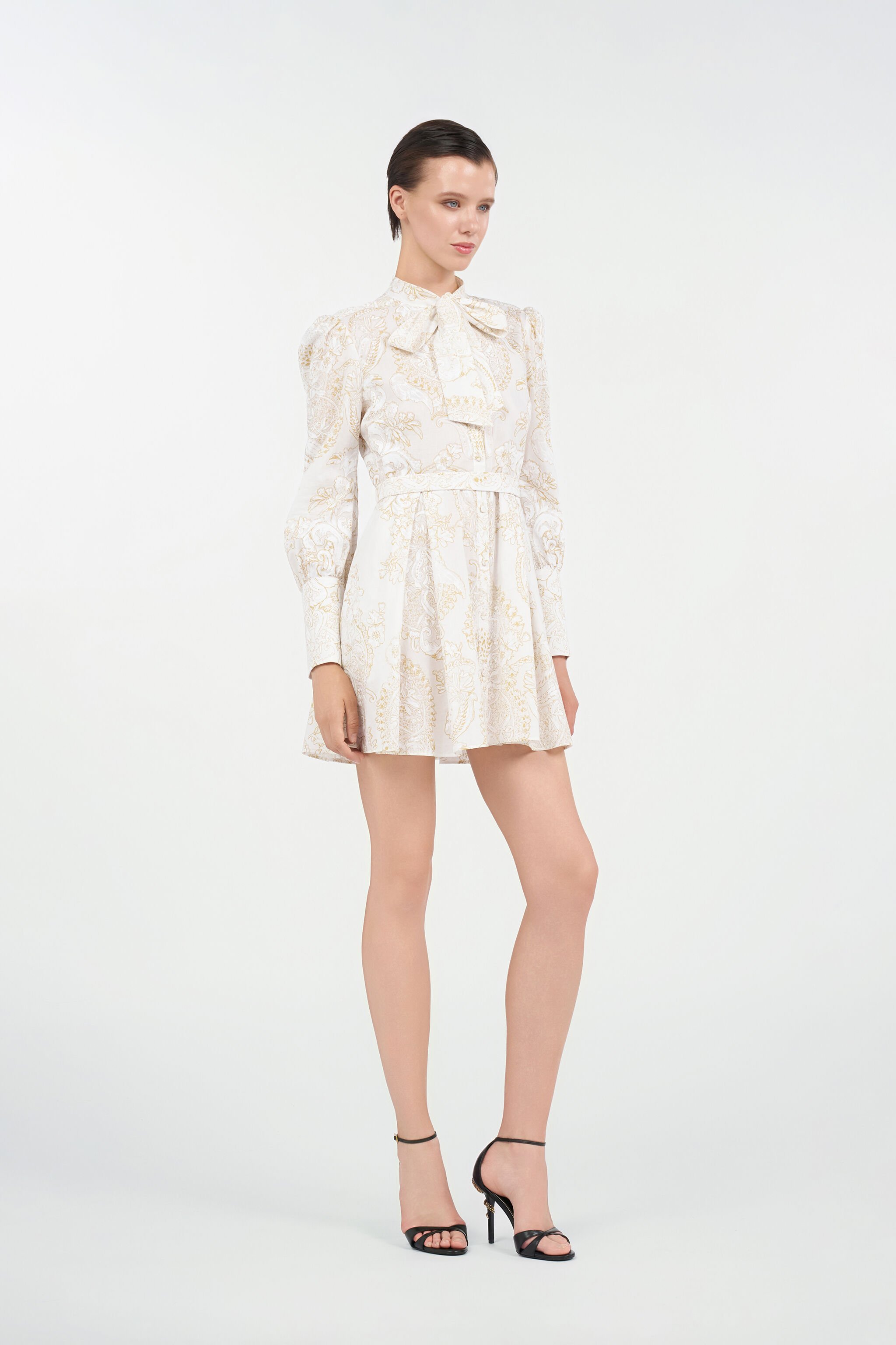 RC Abito Corto in Seta con Motivo Ornamental White WHITE WQT111-RLR36