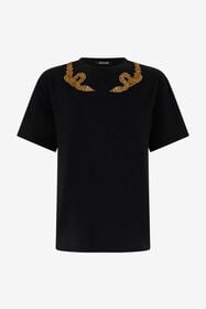 ${brand} T-Shirt Nera con Ricamo Serpenti ${colorDescription} ${masterID}