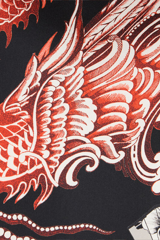 RC Silk and Cotton T-Shirt with Dragon Black/Red VNT62F-OZP75