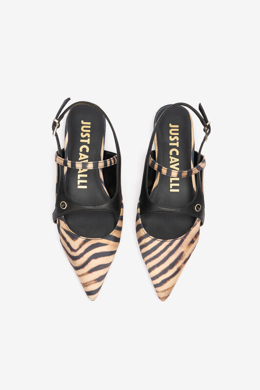 JC Flat Slingbacks With Tiger Skin Print Light Brown UFS066-UF388