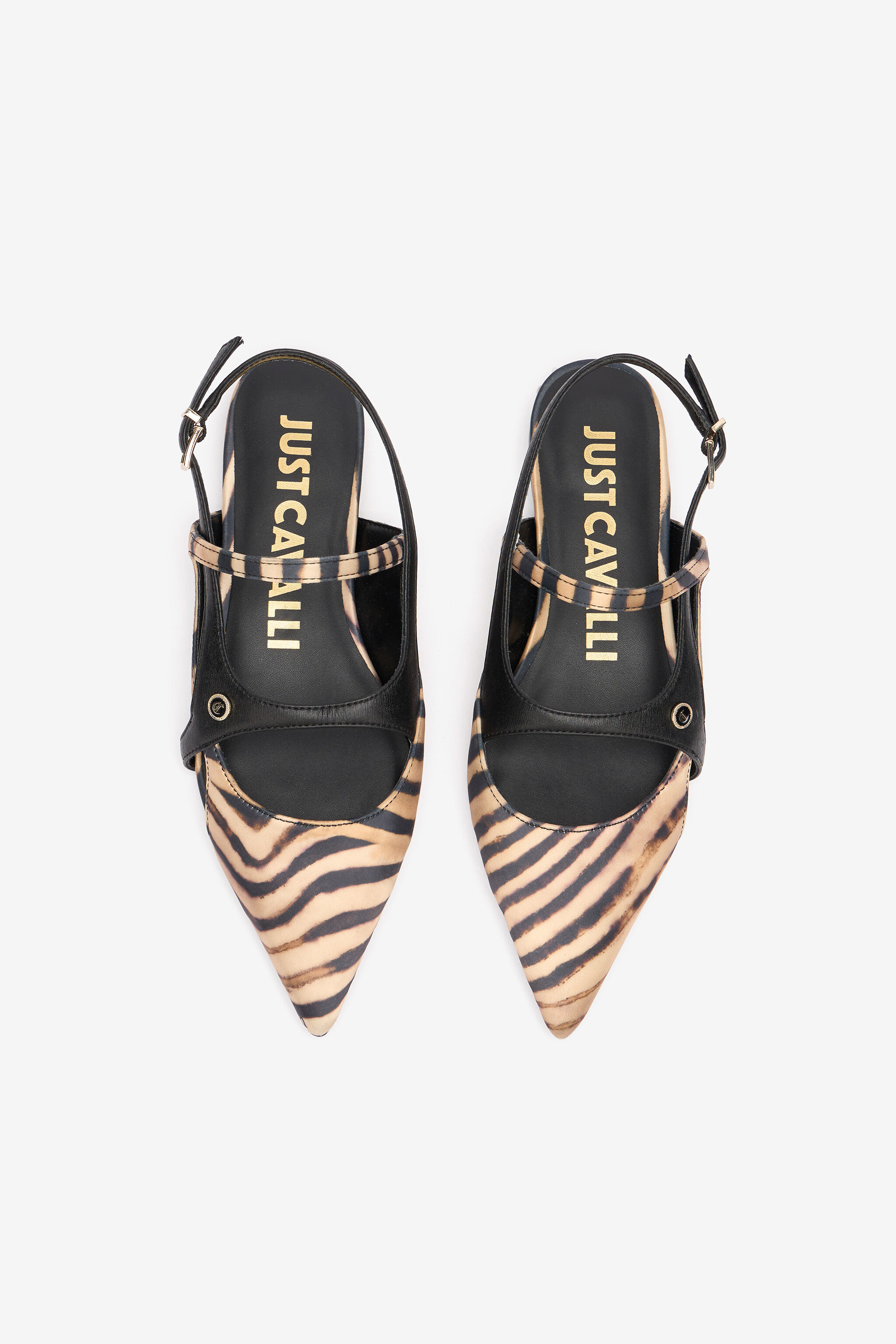JC Flat Slingbacks With Tiger Skin Print Light Brown UFS066-UF388