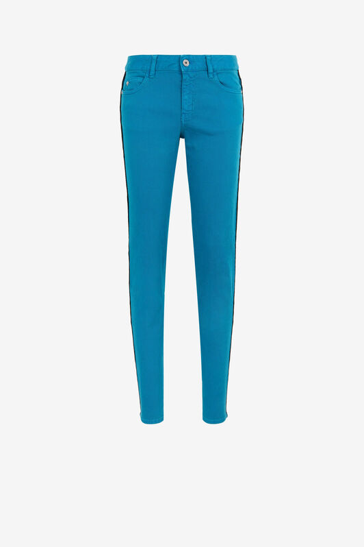 JC Just Cavalli Crochet-Stripe Jeans Azul HQLSB7-ISEUP