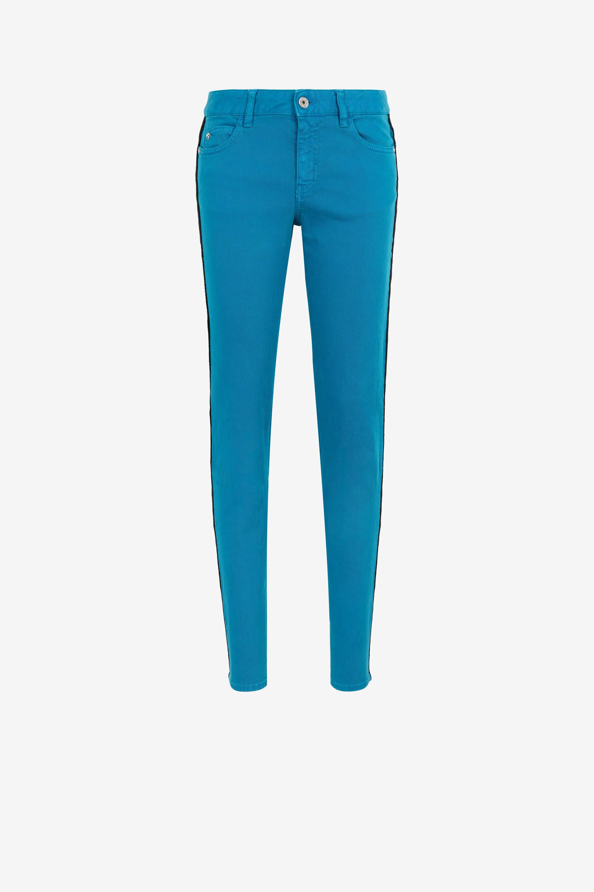 JC Just Cavalli Crochet-Stripe Jeans Azul HQLSB7-ISEUP