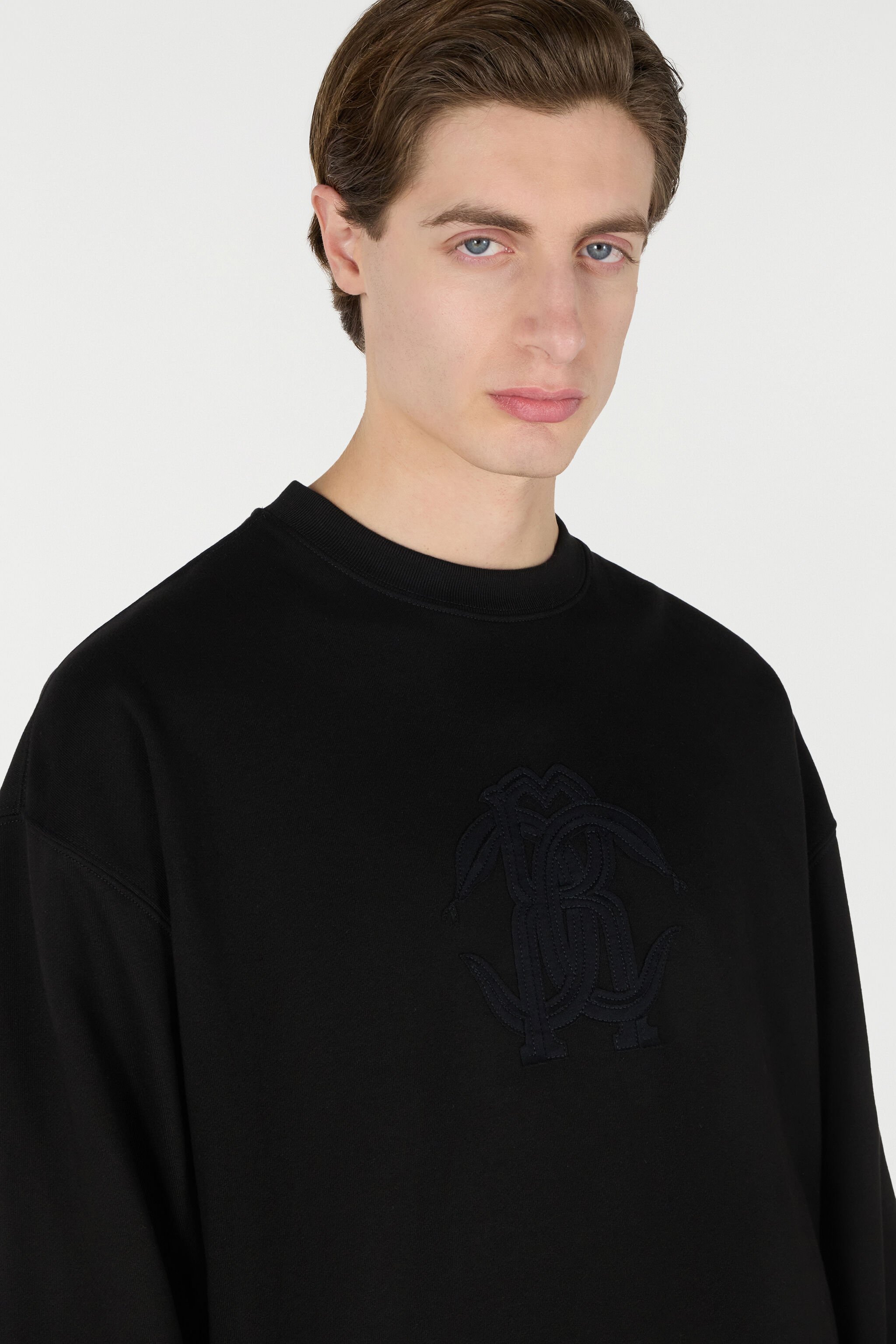RC Sweatshirt mit Stickerei Monogramm Mirror Snake Schwarz URT68D-CF051