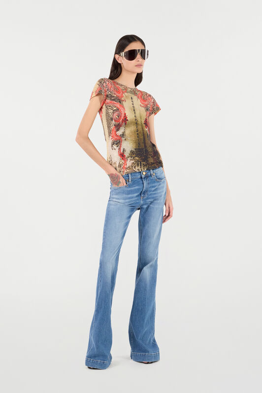 RC Cotton T-Shirt with Oriental Print RC Cotton T-Shirt with Oriental Print NATURALE/ROSSO VQT61C-3DQ00