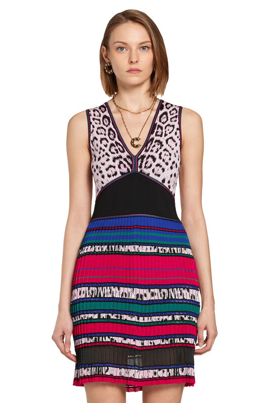 RC Printed plissé knit mini dress RC Printed plissé knit mini dress Fucsia JQM112-MI001