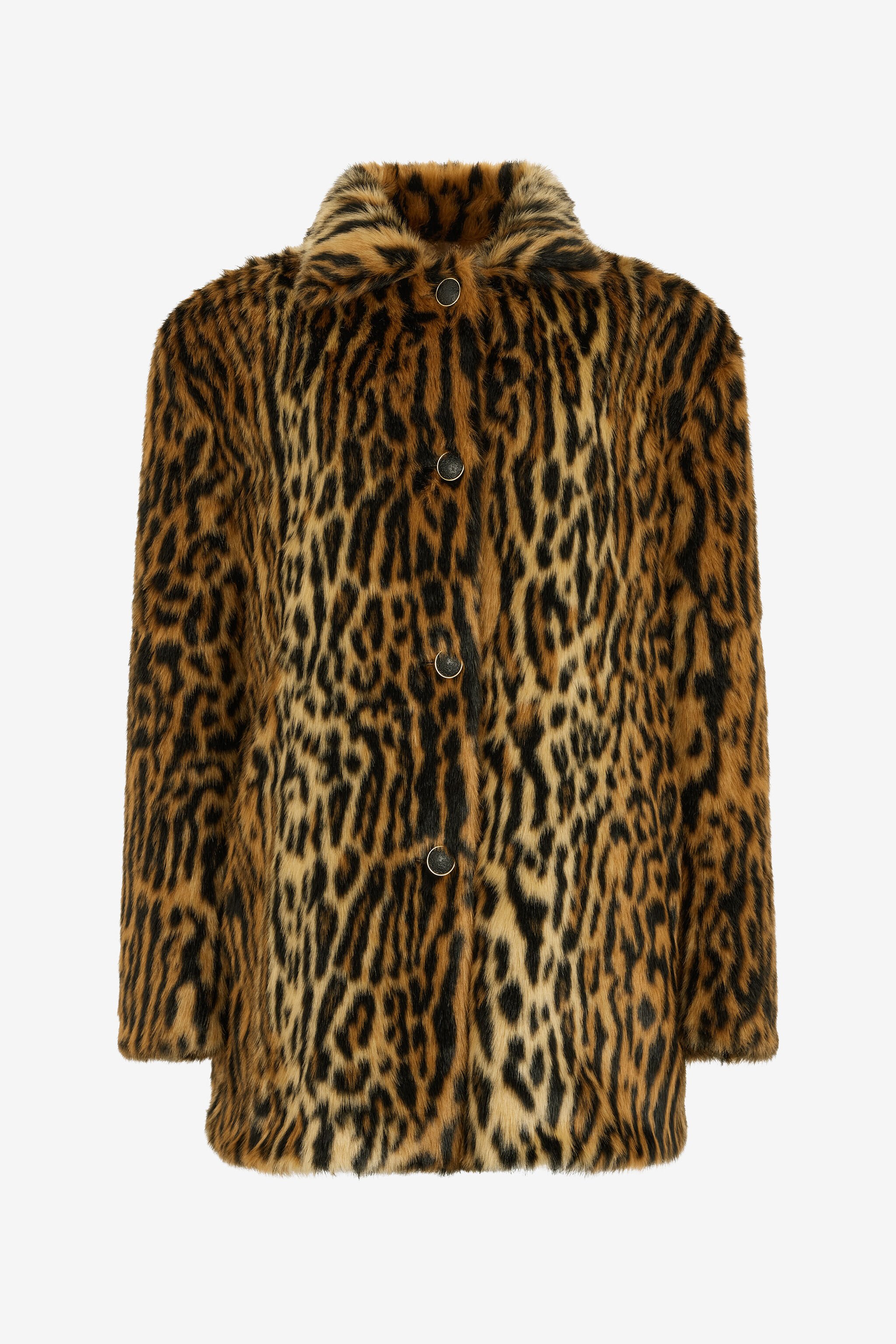 RC Roberto Cavalli Leopard Print Faux Fur Coat Brown VWT501-FT002