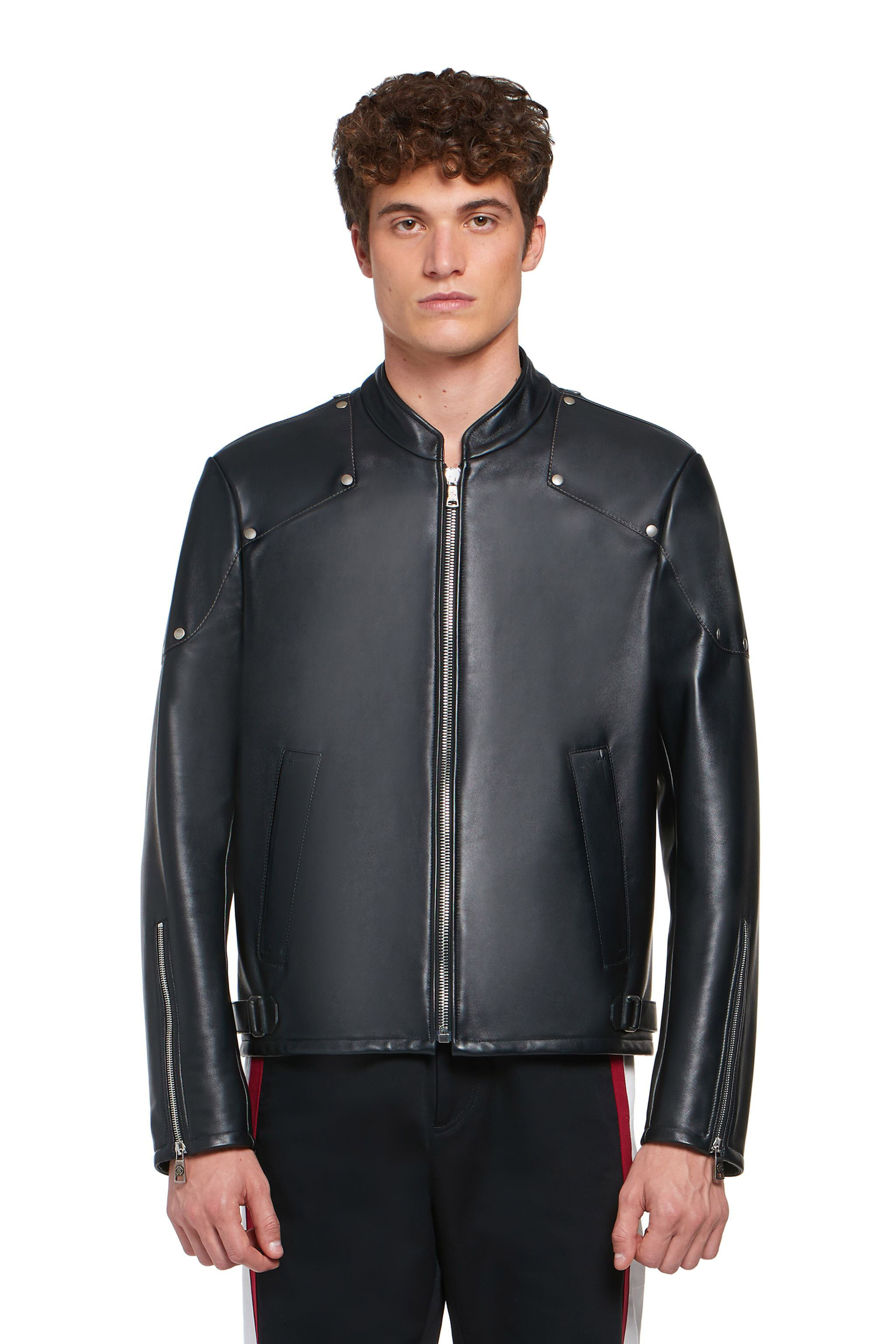 RC Schwarze Lederjacke mit Nieten BLACK INP810-PN190