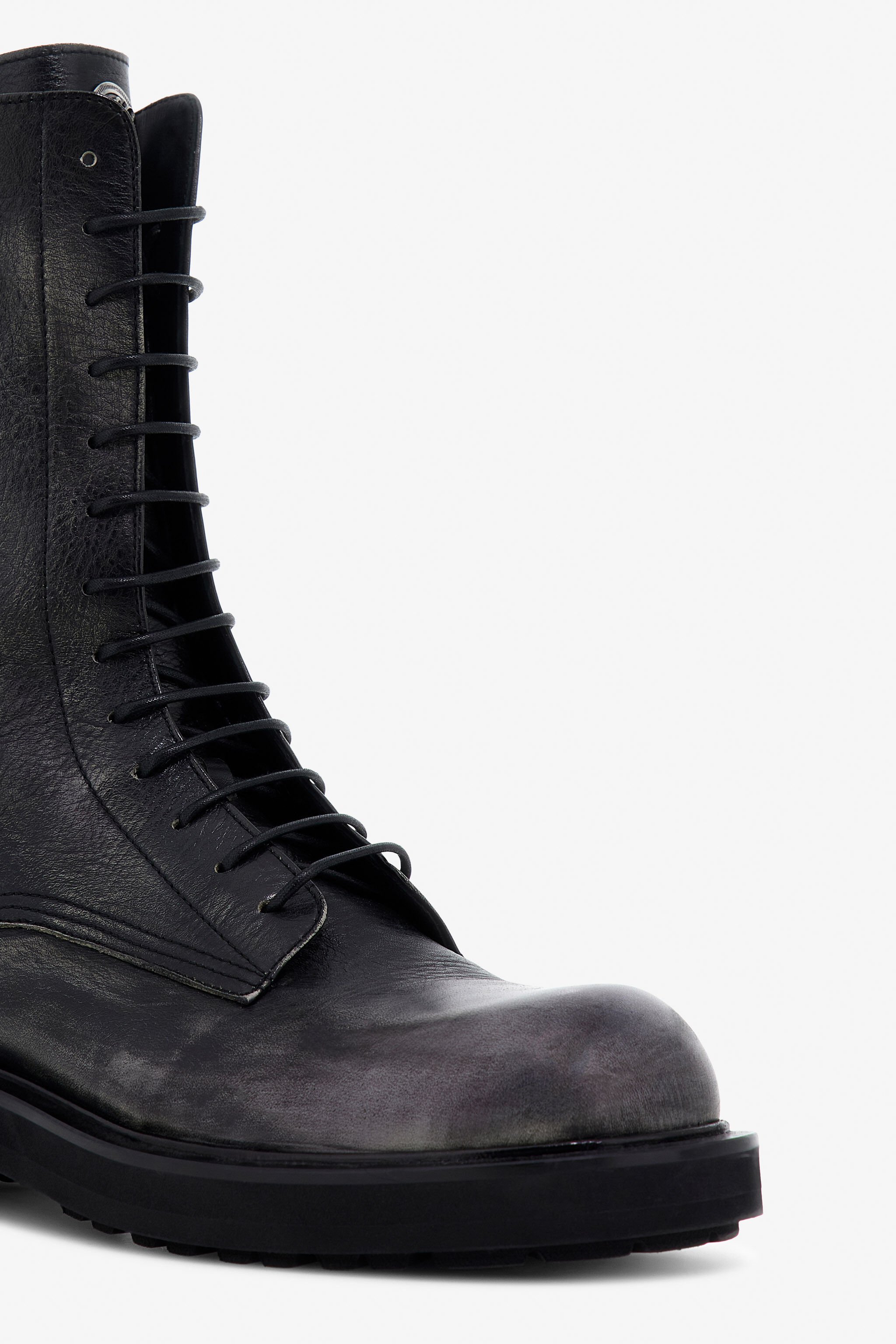 RC Leather Lace-Up Boots Black TRS013-PN195