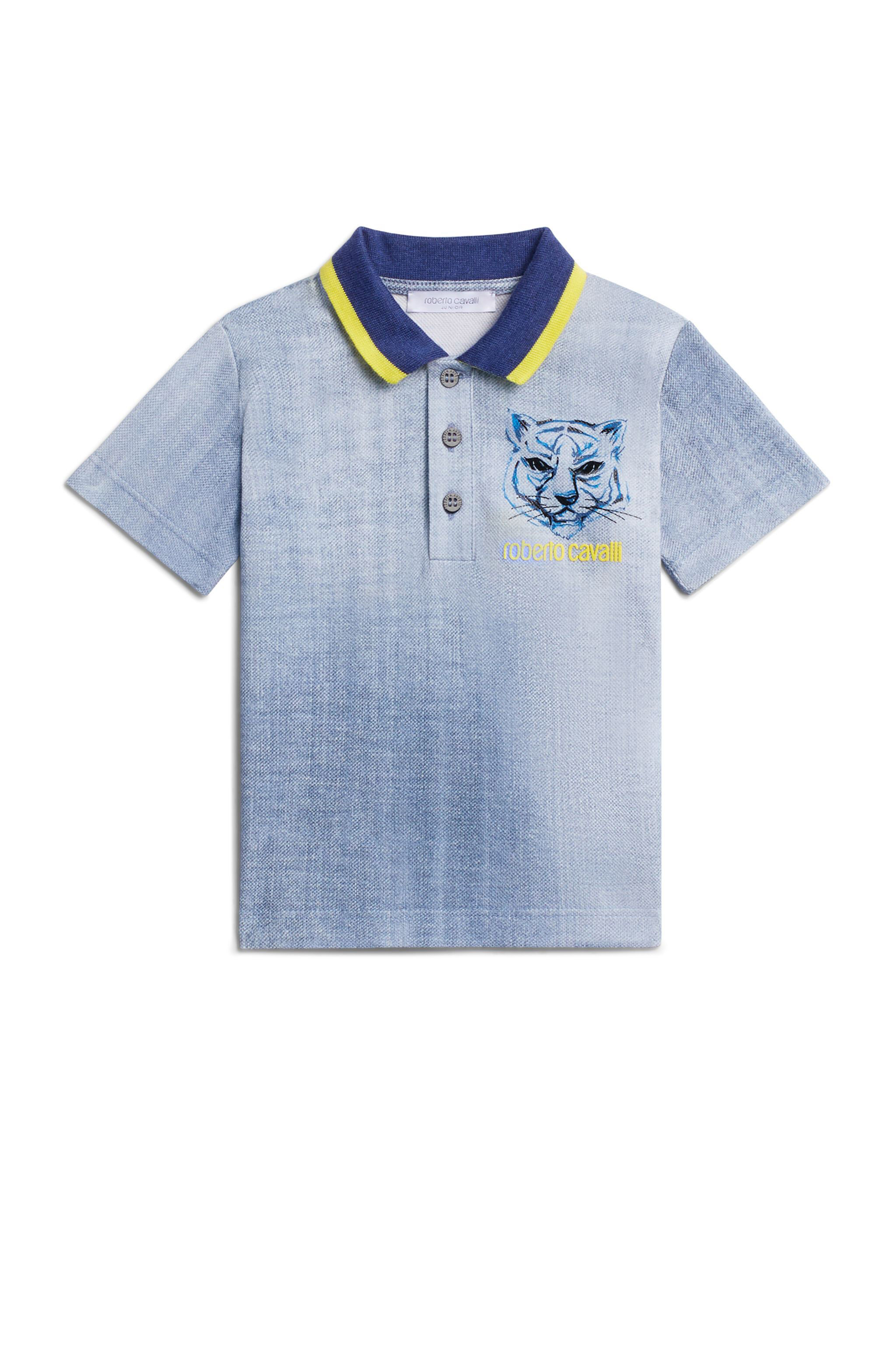 Denim effect polo shirt in DENIM Roberto Cavalli