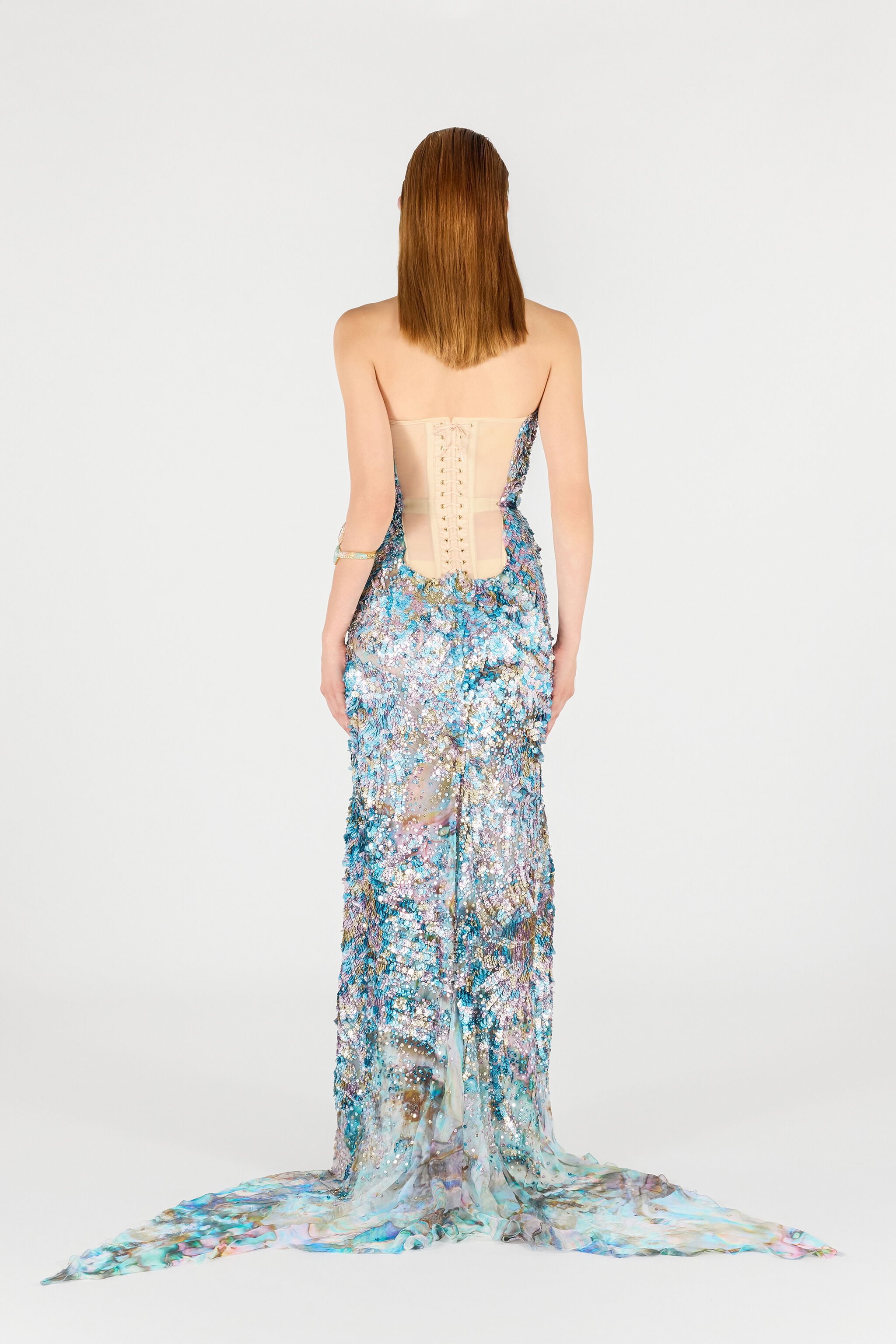 RC Mermaid Print Dress Maxi Blue/Silver UWR119-CKN92