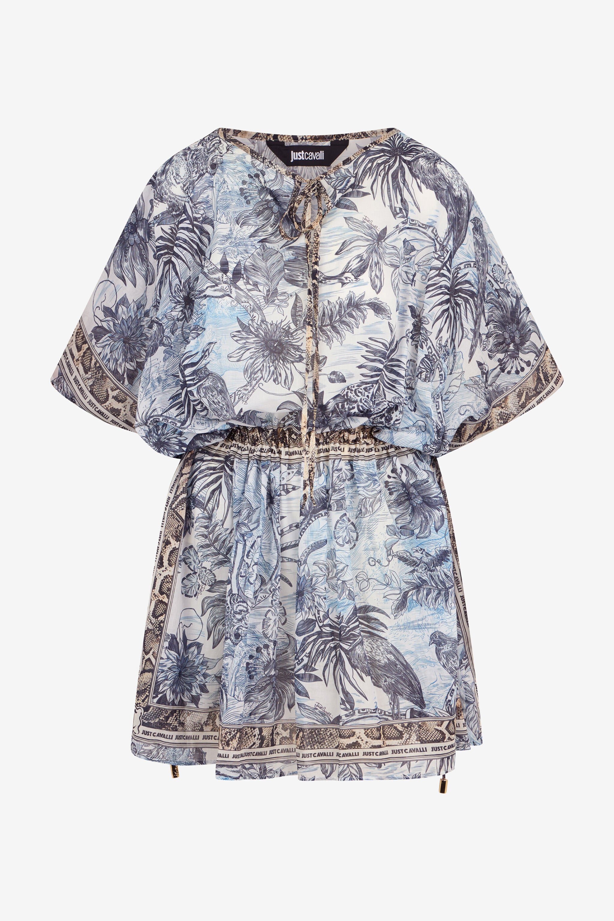 JC Vestido Mini en Algodón con Estampado Streange Jungle JC Vestido Mini en Algodón con Estampado Streange Jungle NAVY UFT141-UF207