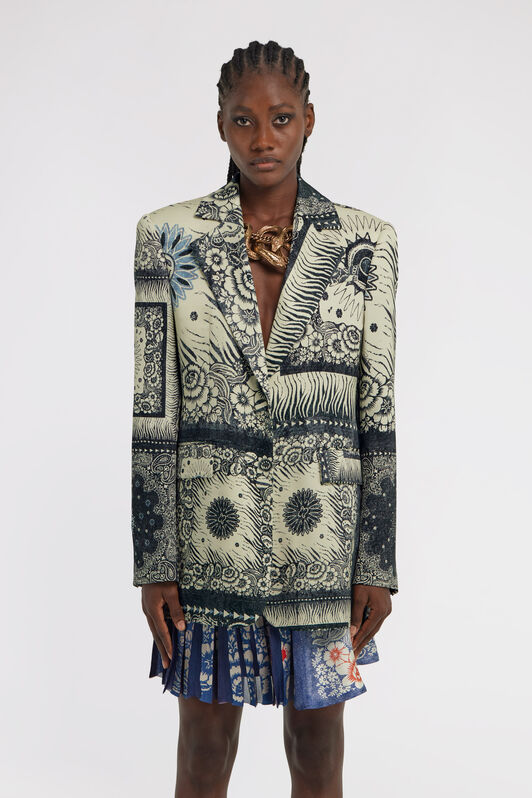 RC Bandana Print Blazer Bleu TKT405-FQN05