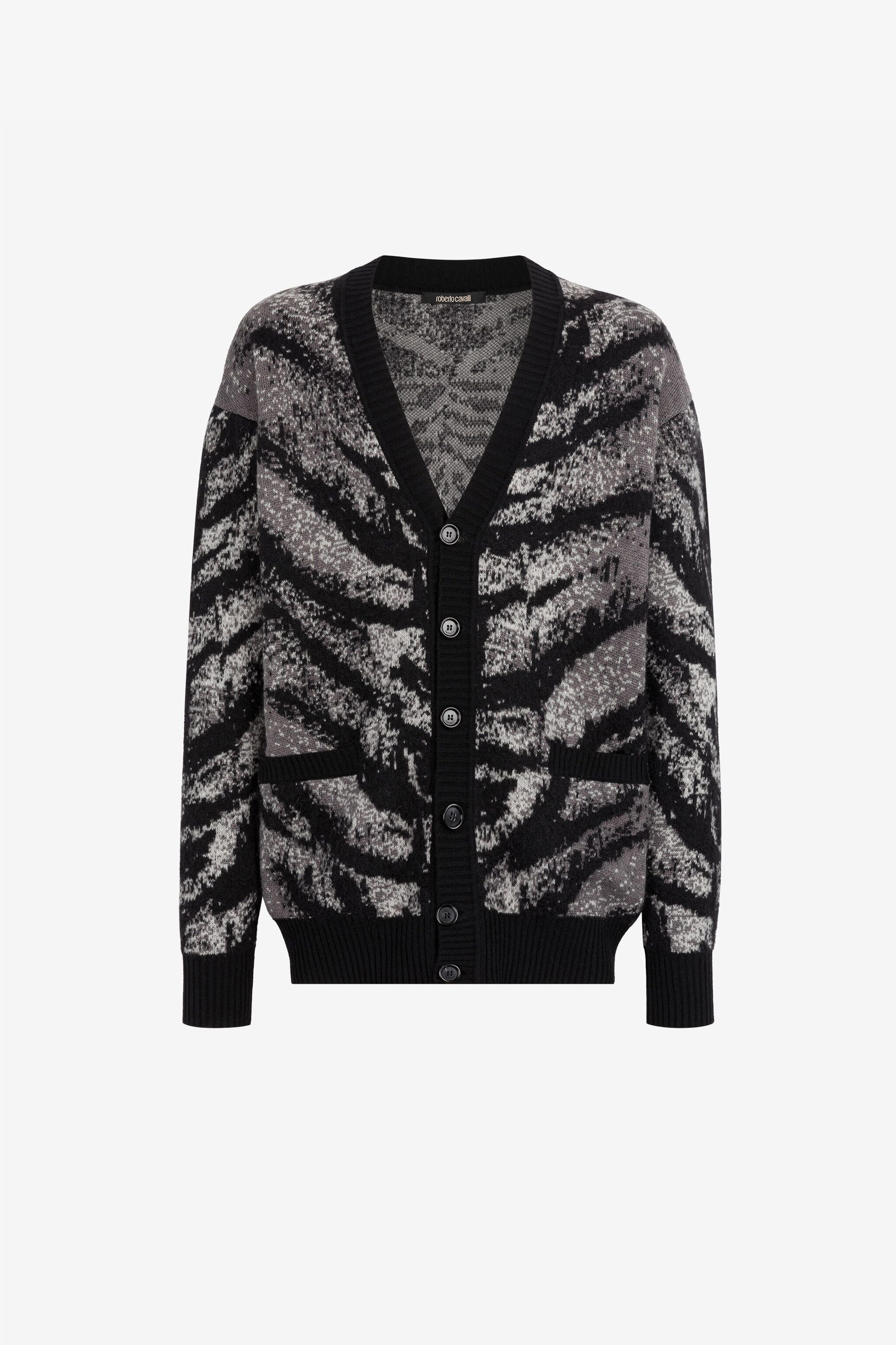 RC Tiger-Intarsia Cardigan GRAY RRM603-MA006