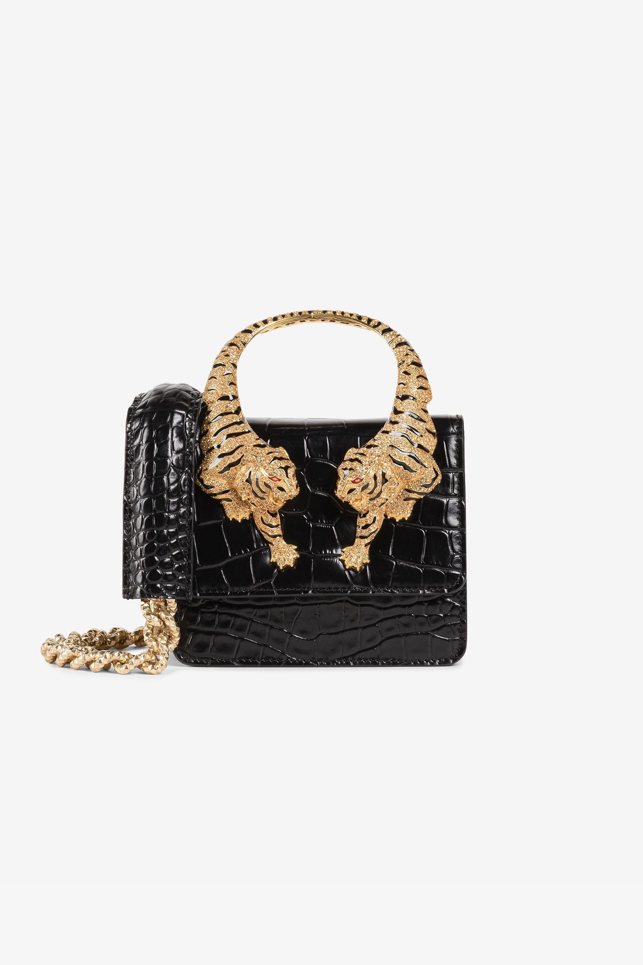 RC Small Roar Crystal-Embellished Shoulder Bag Black QKB025-PZ055
