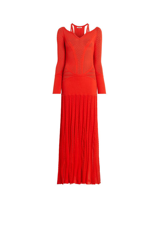 RC Strickkleid mit geometrischer Spitze Rot HQM110-MI001