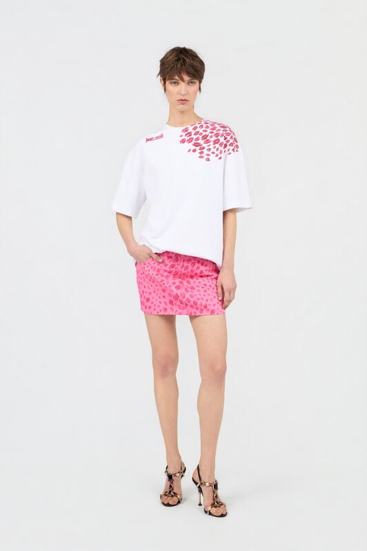 JC The Jaguar Kiss Print Mini Skirt CARNATION WFT186-WF563