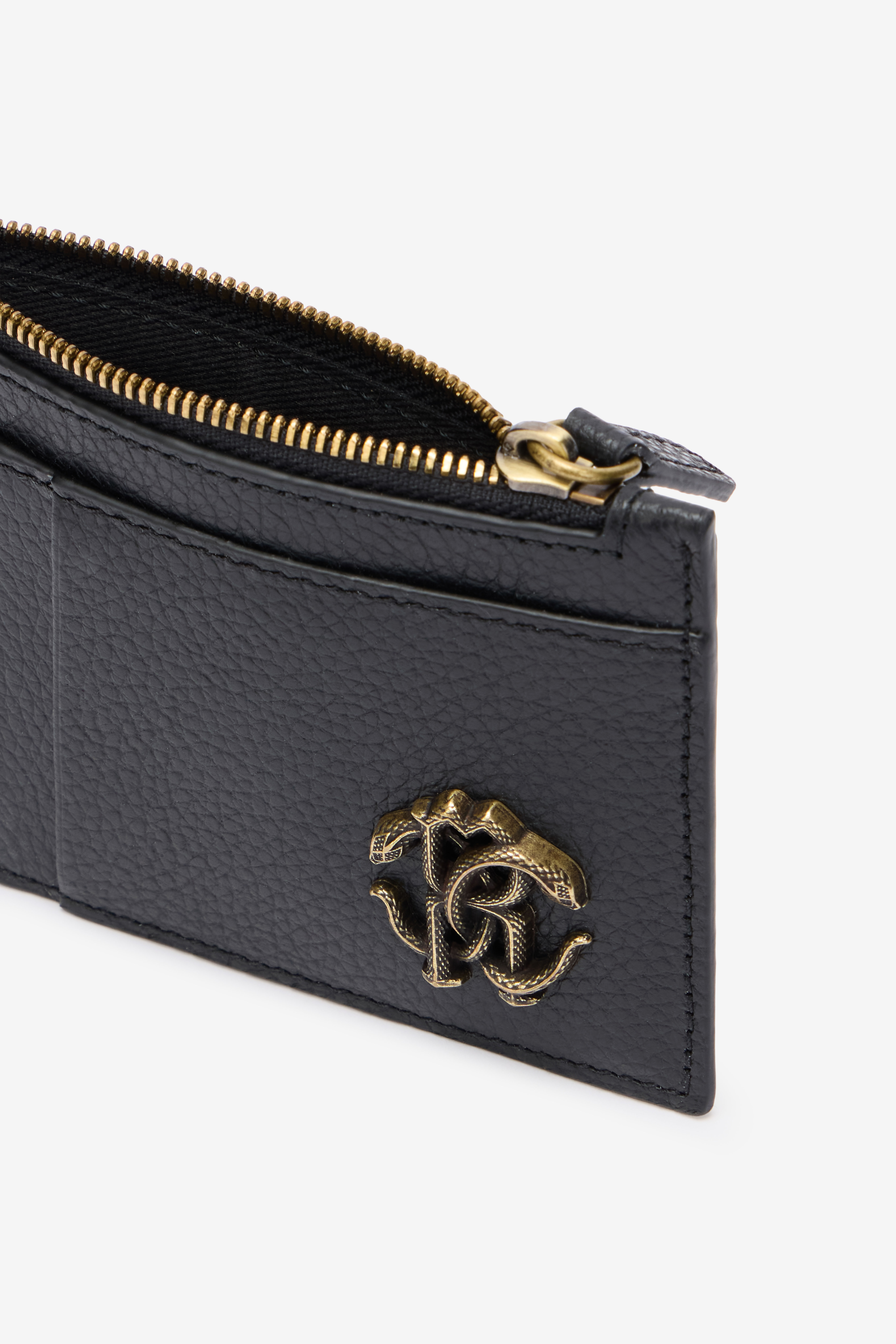 RC Black Card Holder with Mirror Snake Monogram BLACK QOA00E-PZO37