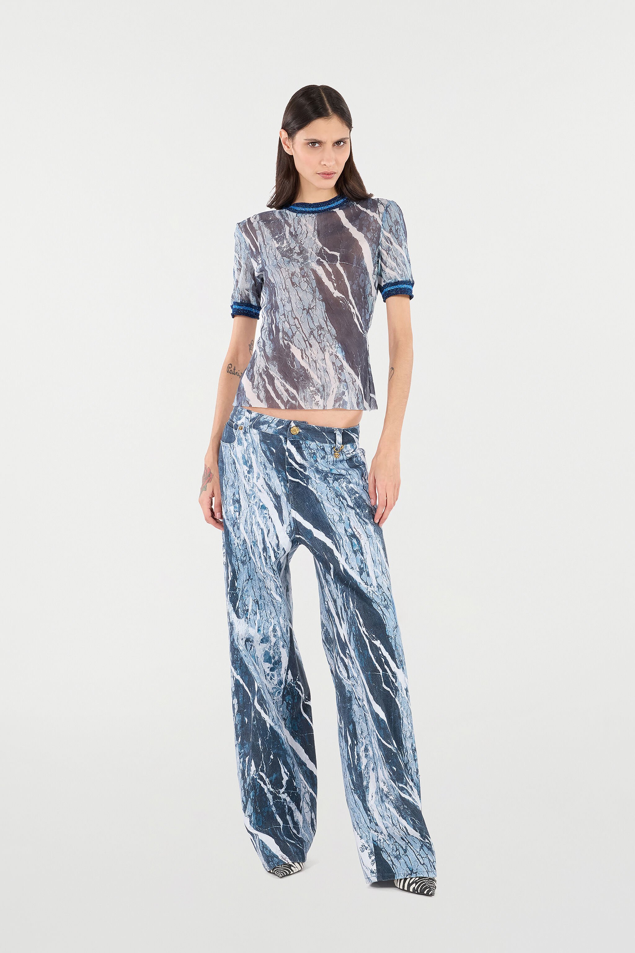 RC Marble Palazzo Pants Dark blue UKJ207-DAN22