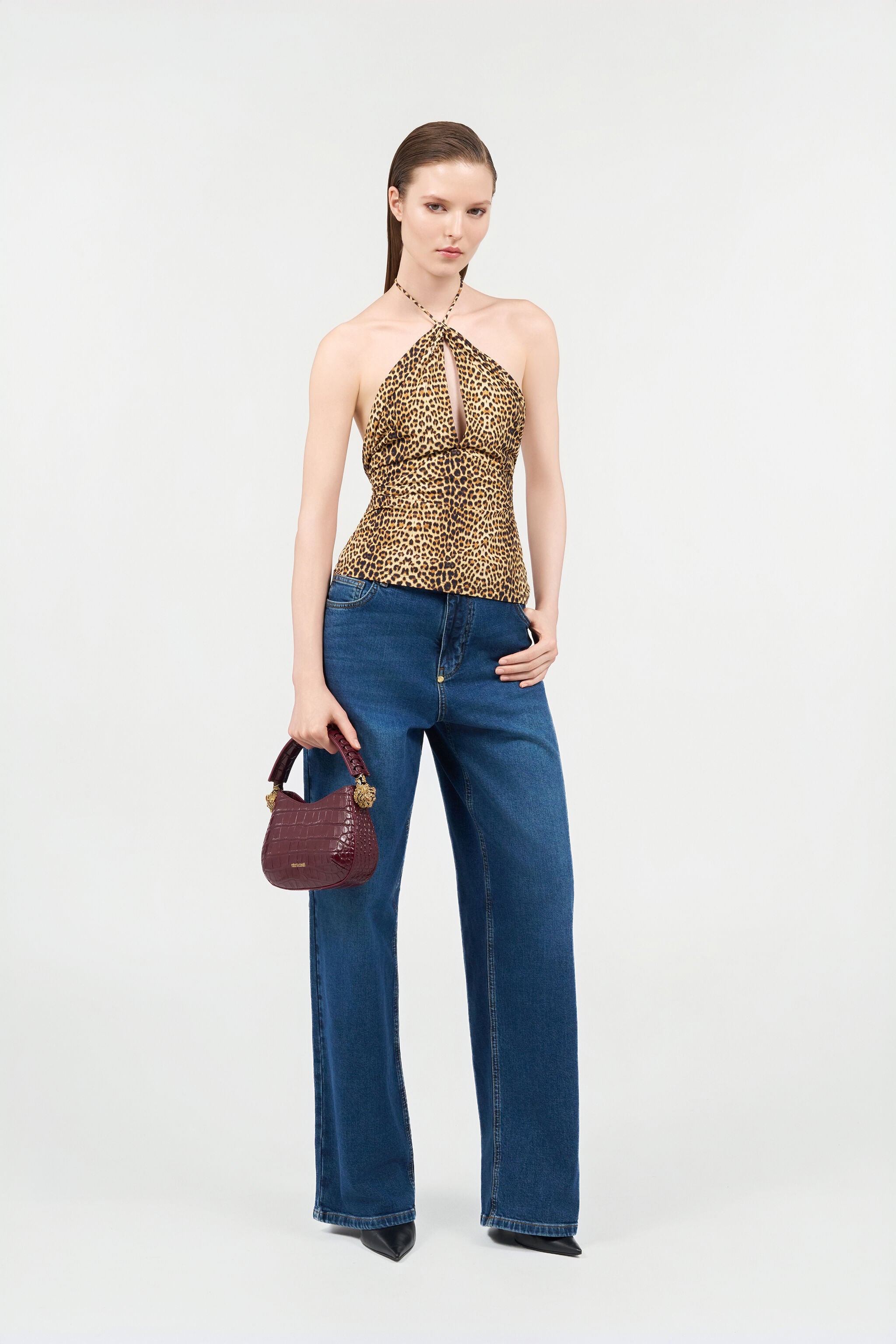 Baby Jaguar Print Top in BROWN for Women | Roberto Cavalli®