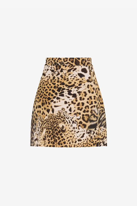 RC Tiger-print A-line miniskirt RC Tiger-print A-line miniskirt Light Brown QWT334-ORG34