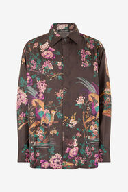 ${brand} Camisa De Seda Estampado Oriental Bird ${colorDescription} ${masterID}