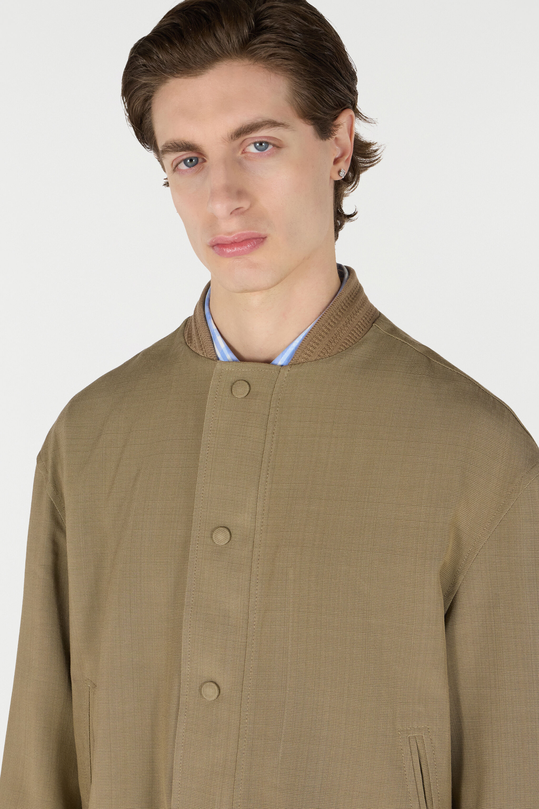 RC Buttoned Bomber Jacket Brown URT465-VI045
