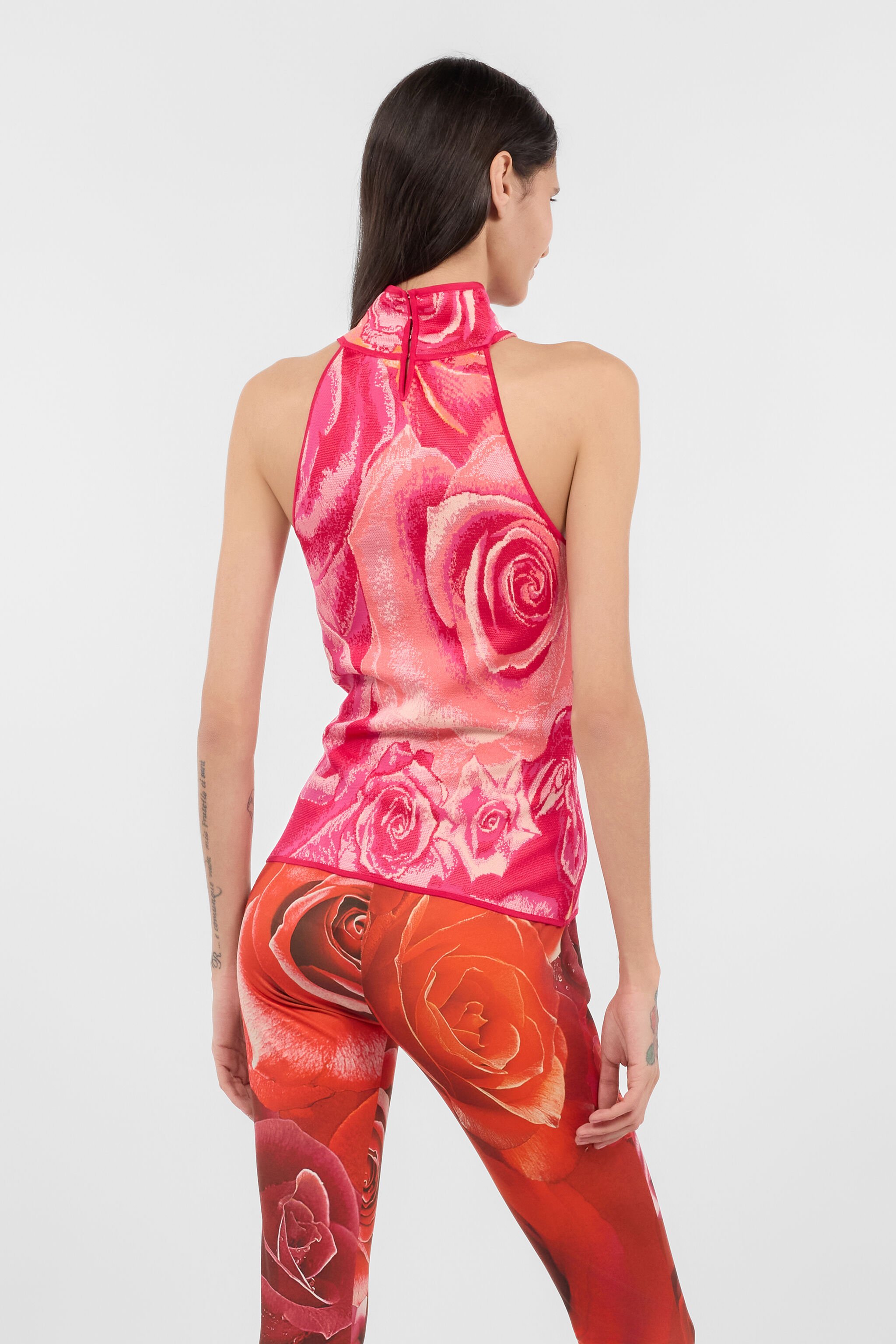 RC Top With Garden Rose Print Fuchsia UKM612-MI011