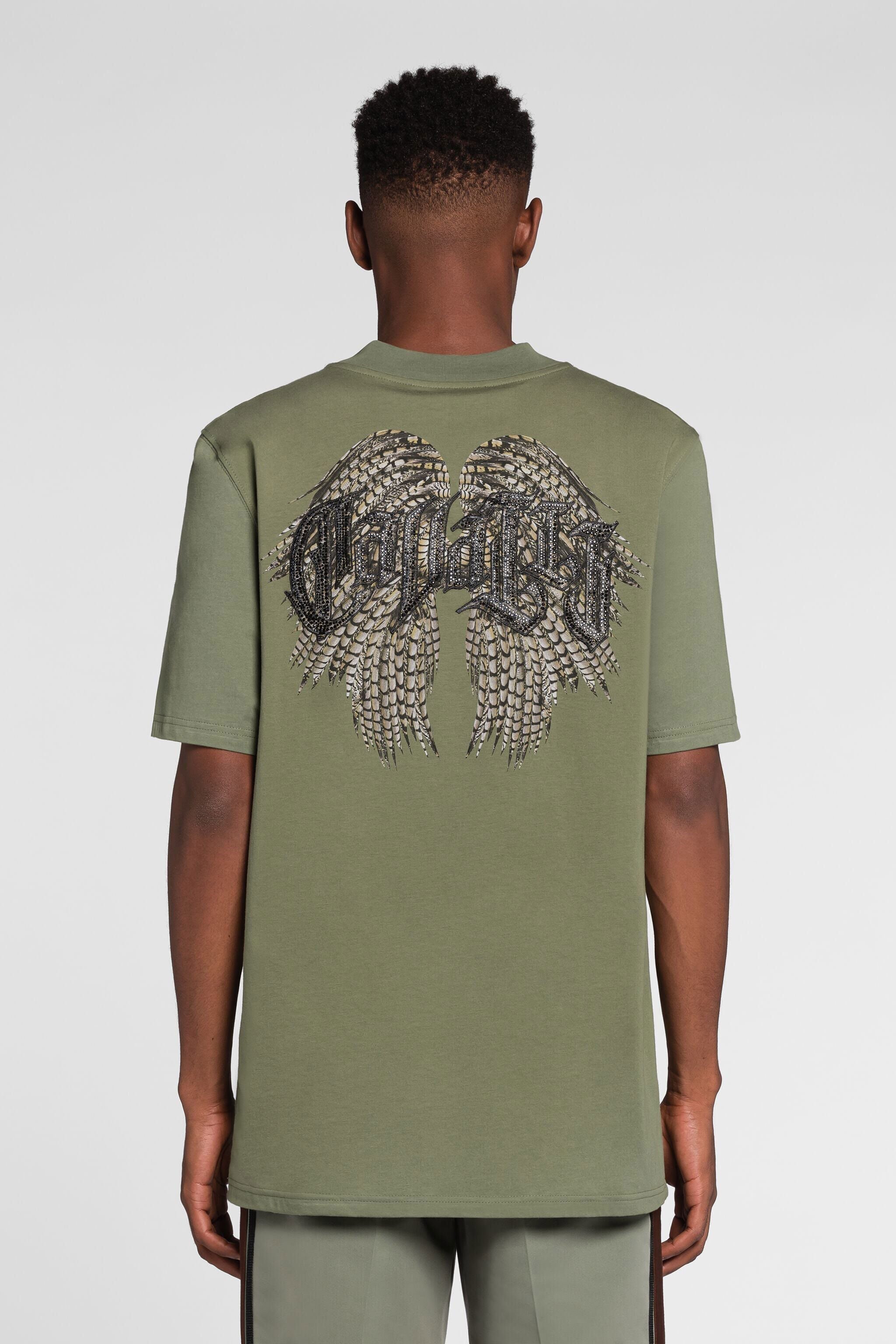 RC Crystal-Embellished Logo-Print T-Shirt Green QRT61A-JD060