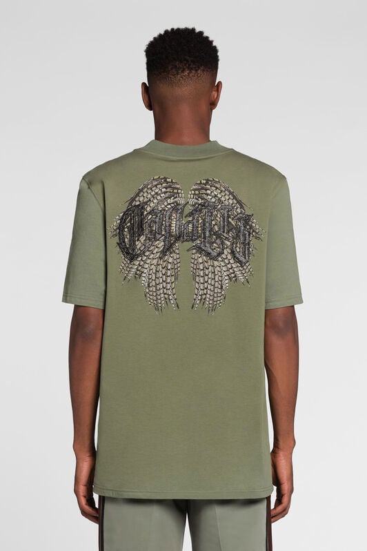 RC Crystal-Embellished Logo-Print T-Shirt RC Crystal-Embellished Logo-Print T-Shirt Green QRT61A-JD060