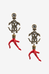 ${brand} Earrings with Monogram RC and coral ${colorDescription} ${masterID}