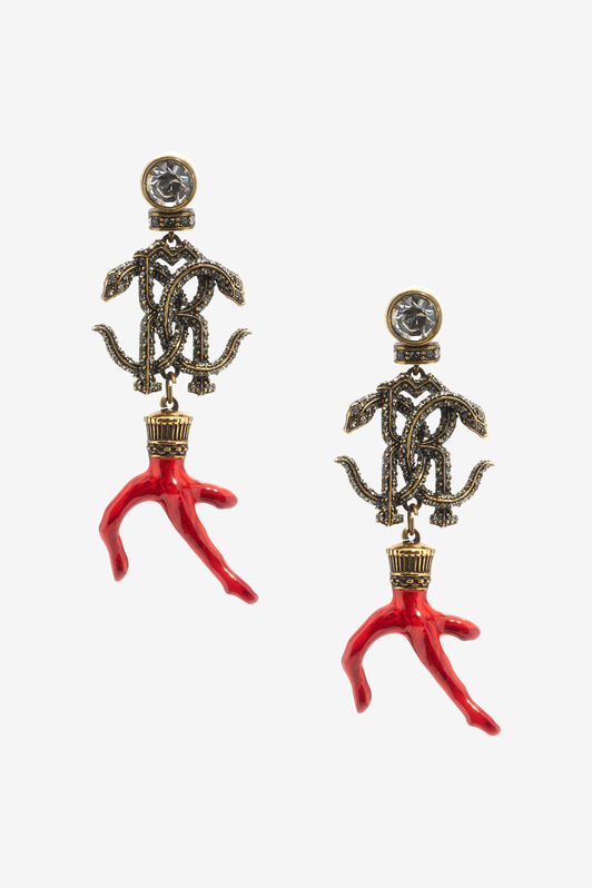 RC Earrings with Monogram RC and coral Red SKG020-AM072
