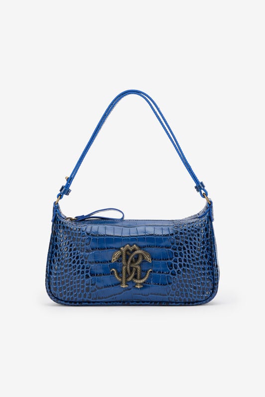 RC Blaue Schultertasche mit Mirror Snake Monogram BLUETTE QOB00B-PZO32