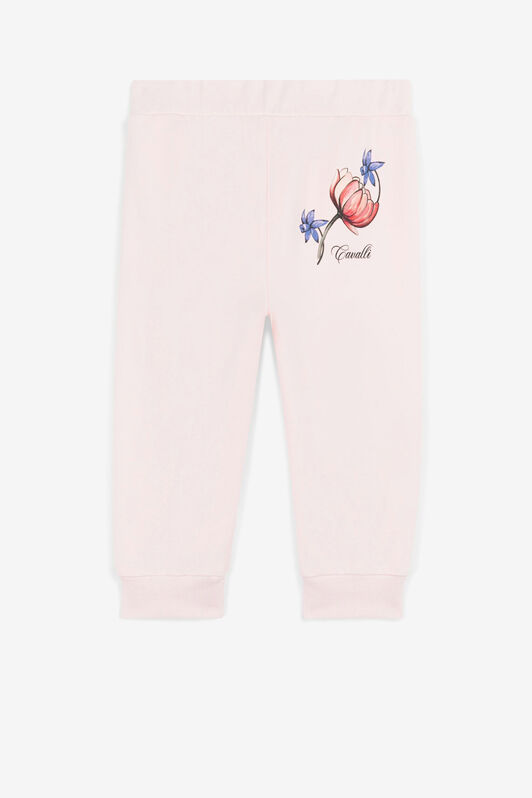 JU Sweatpants aus Baumwolle mit Blumen- und Logoprint Rosa QJT213-CF050