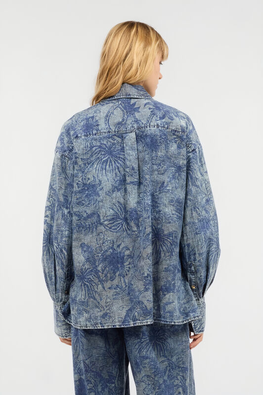 JC Floral-Print Shirt Blue UFT144-UF210
