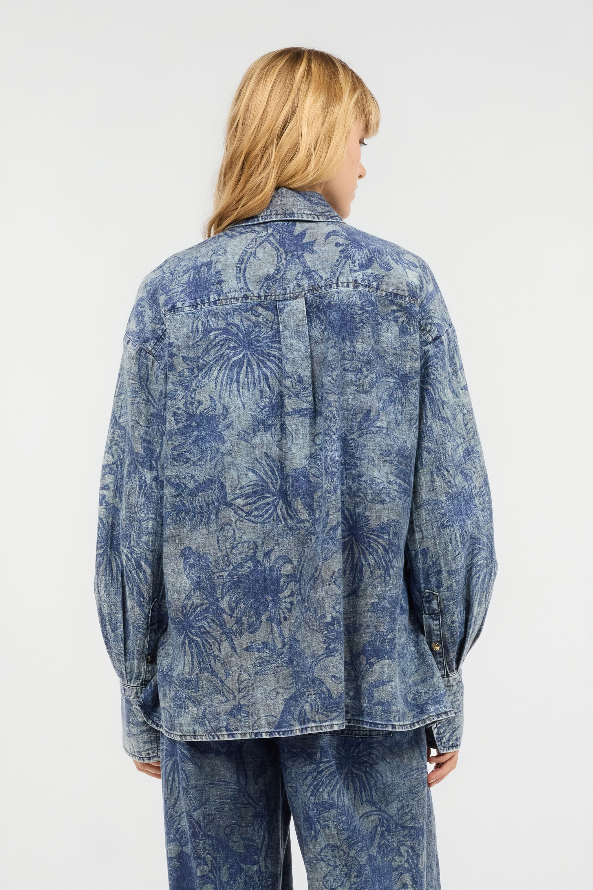 JC Floral-Print Shirt Blue UFT144-UF210