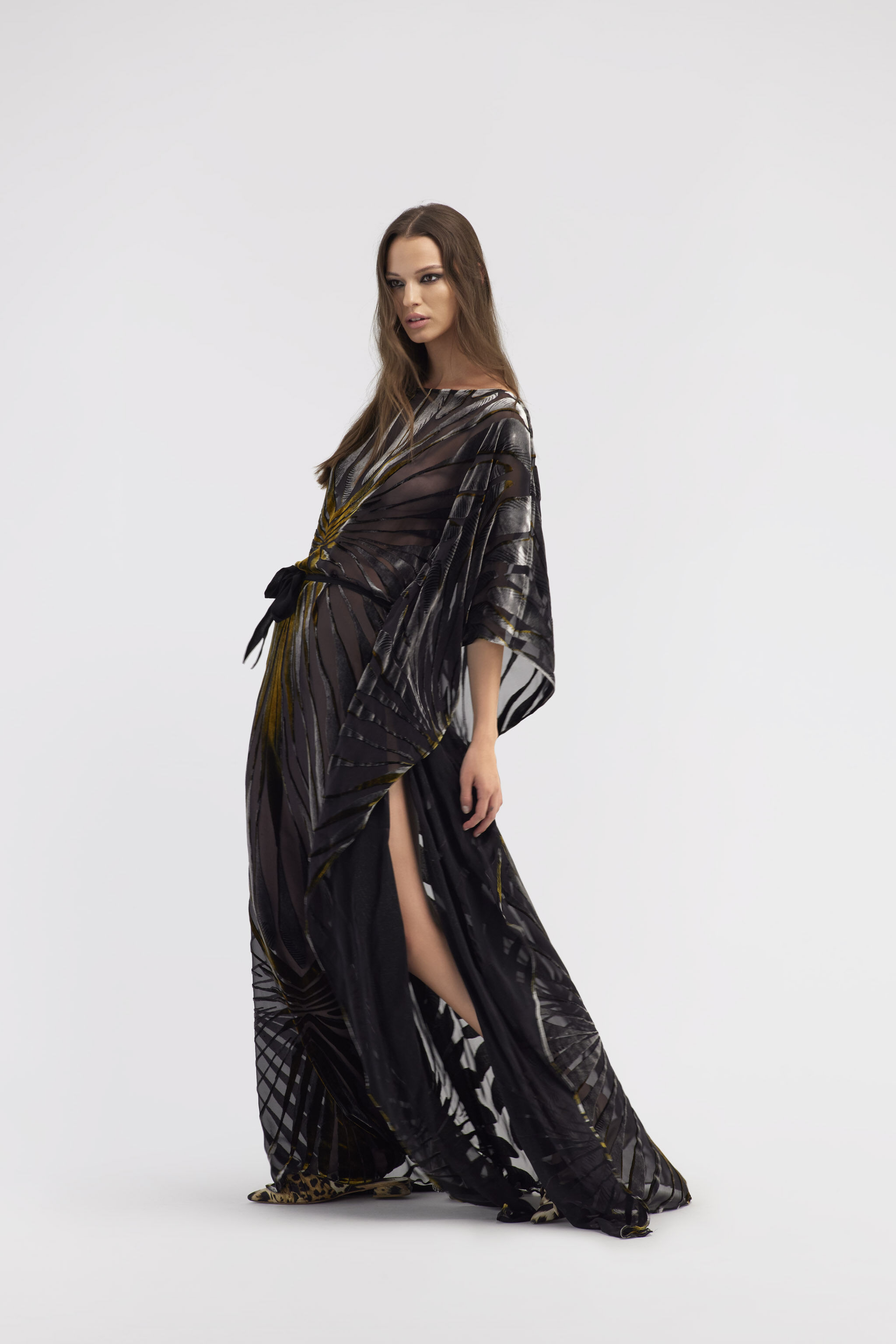 RC Samt-Kaftan mit Ray of Gold-Druck Schwarz RWT180-VLI15