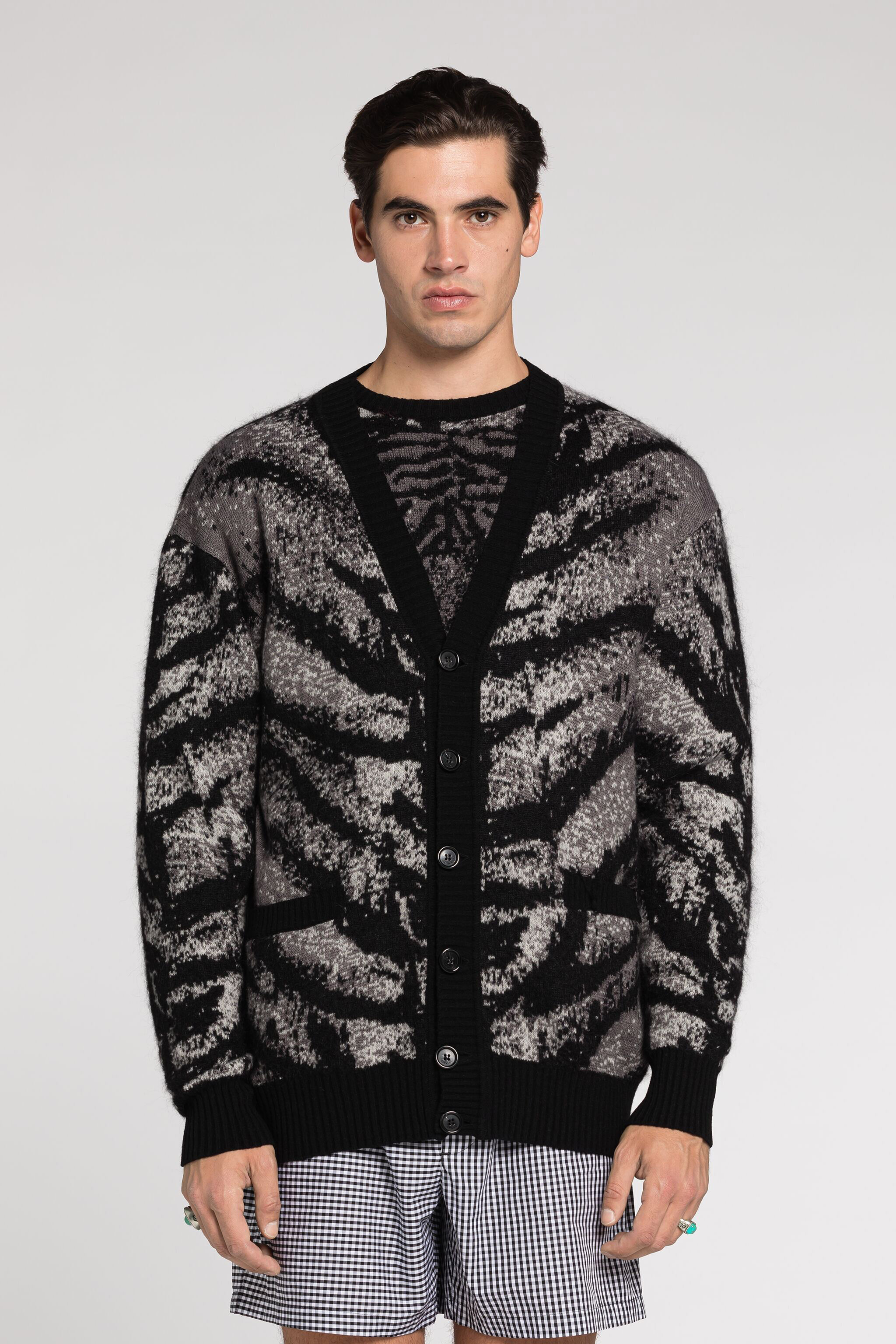 RC Tiger-Intarsia Cardigan GRAY RRM603-MA006
