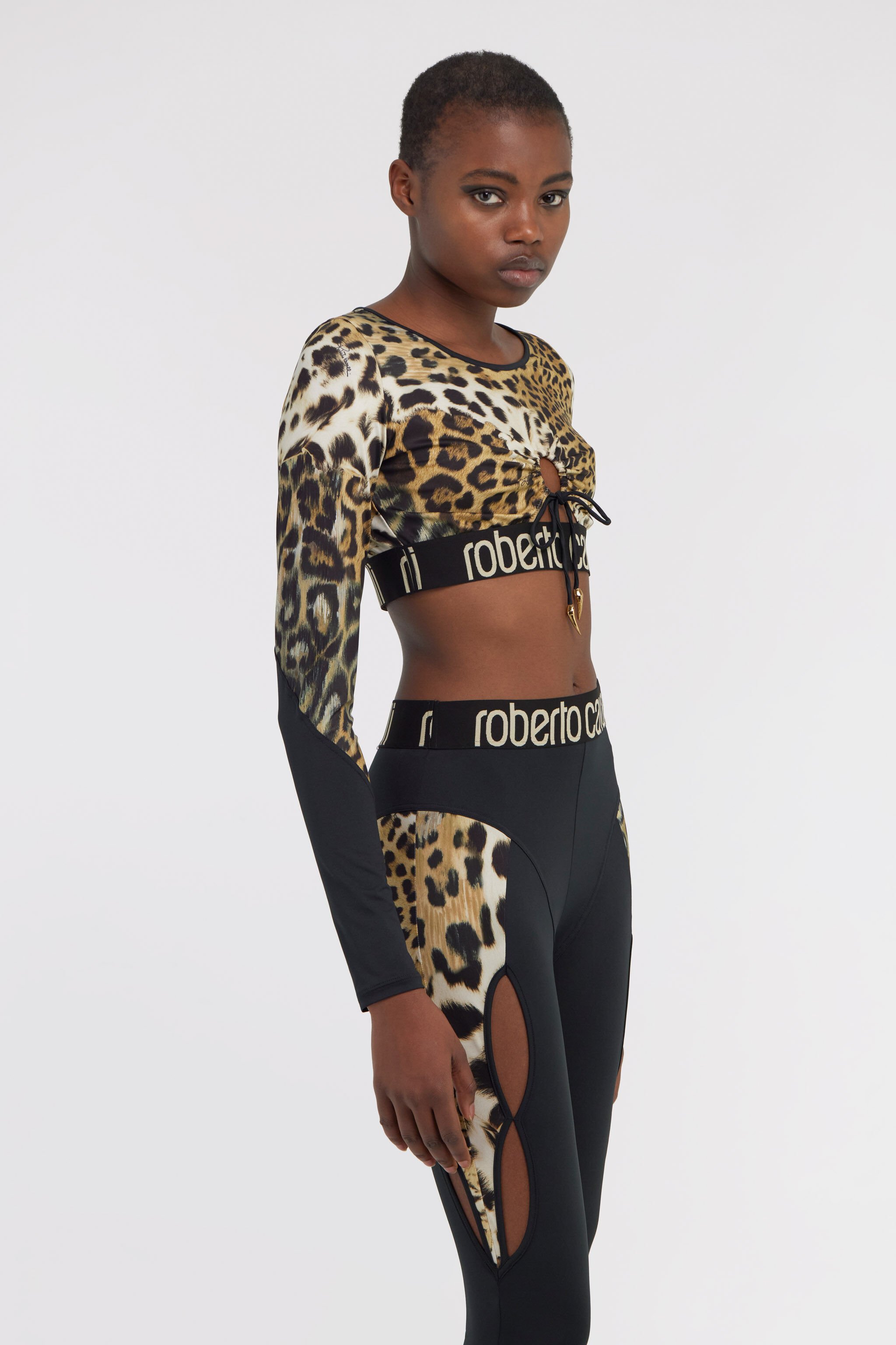 RC Crop top with Jaguar Skin print Light Brown SKT65A-LNG34